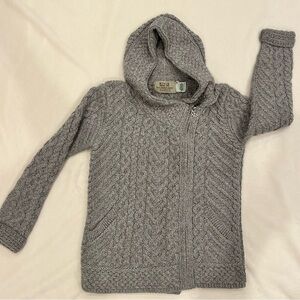 Aran Sweater Market Gray Wool Hooded Sweater